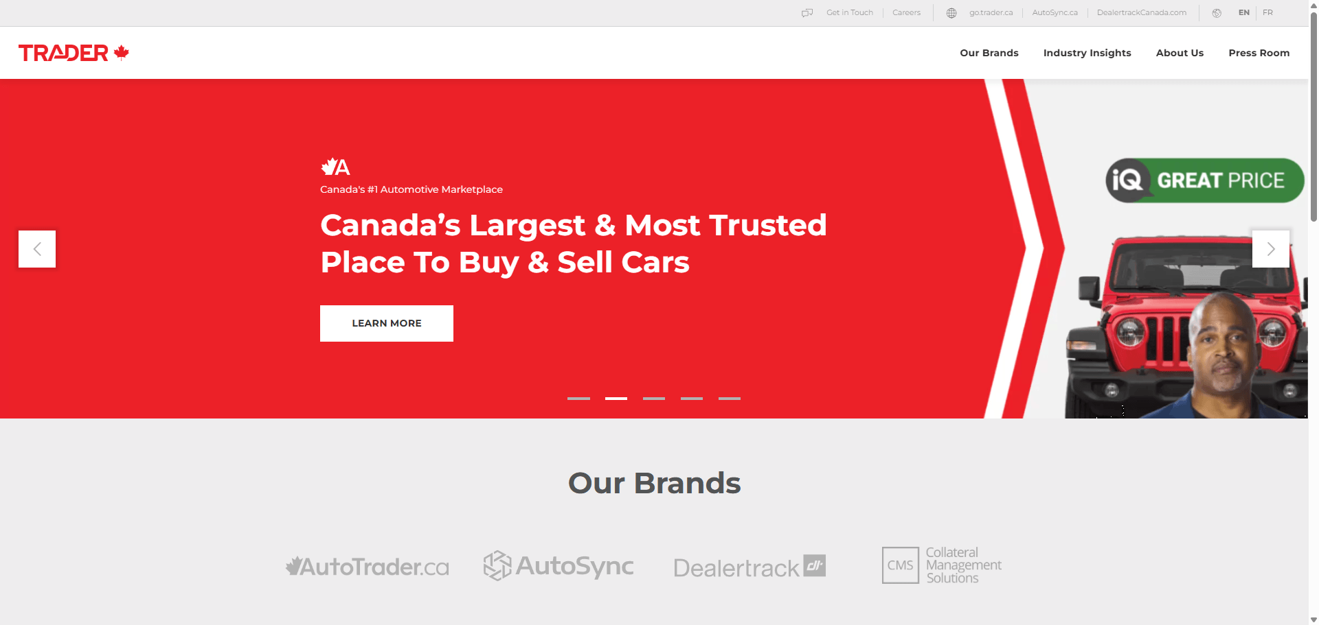 Trader Corporation website screenshot